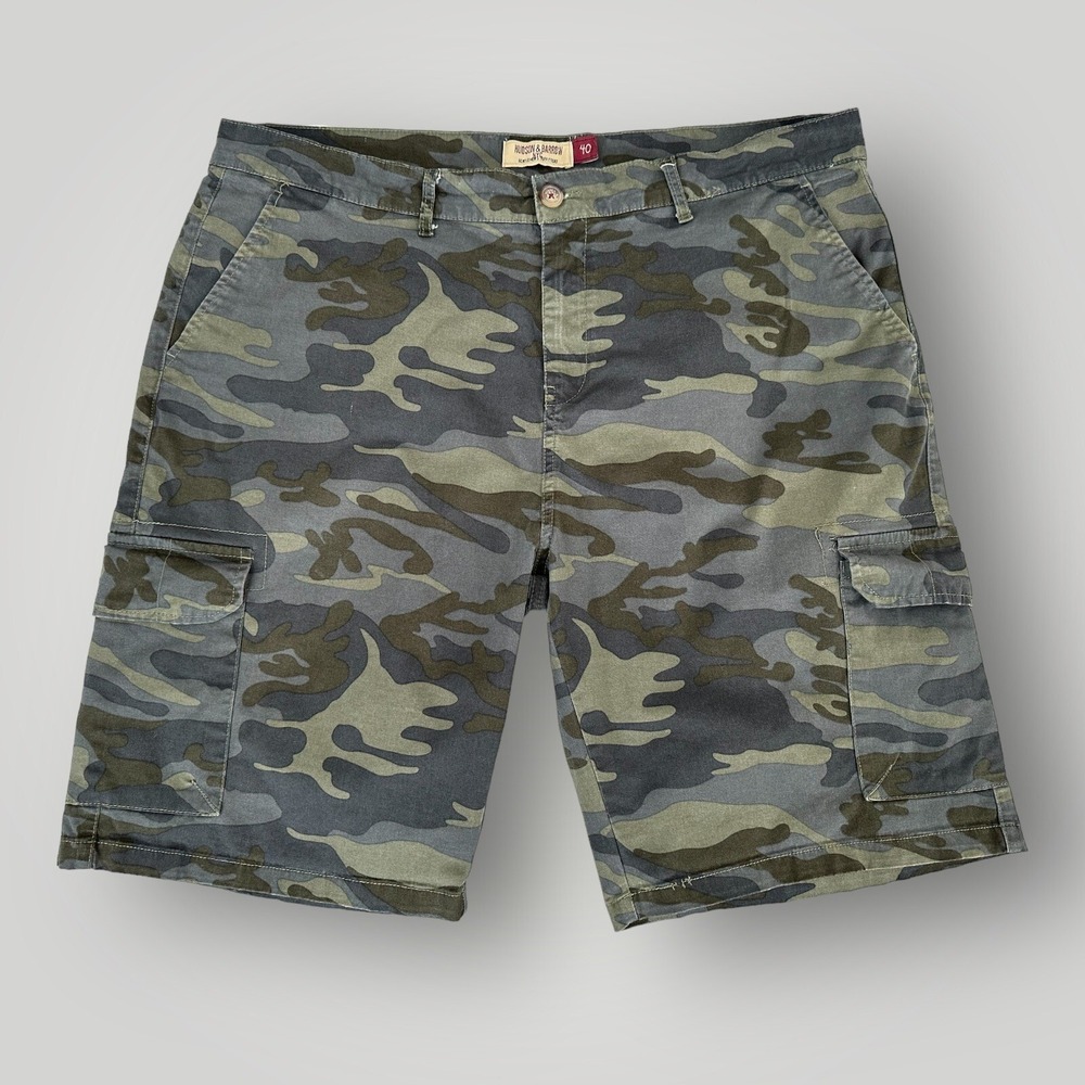 Hudson & Barrow NYC Cargo Camo Shorts Mens Size 40x10 Green Gray